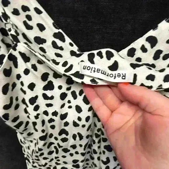 Reformation Marlowe slip dress size small ecru and black spots - Picture 7 of 7